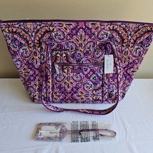 Vera Bradley large tote bag, purple pattern, brand new with tags.